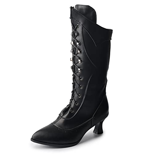 Damenmode-Stiefel, Damen-Schnürstiefel mit mittelhohem Absatz und hohen Absätzen, 6 cm hohe Absätze von Generic