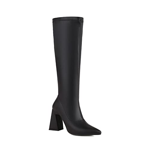 Damenmode-Stiefel, Kniehohe Damenstiefel, hoher Absatz, Spitze Zehenpartie, Damen-Lackleder, PU-Leder, Partystiefel von Generic