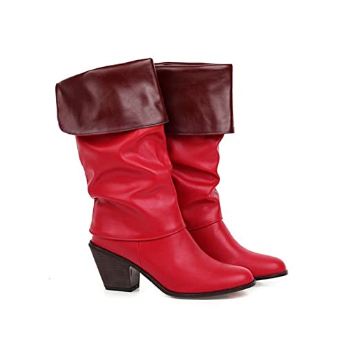 Damenmode-Stiefel, hohe Stiefel, Damen-Revers-Zwei-Wear-Ritterstiefel und große Winterstiefel von Generic