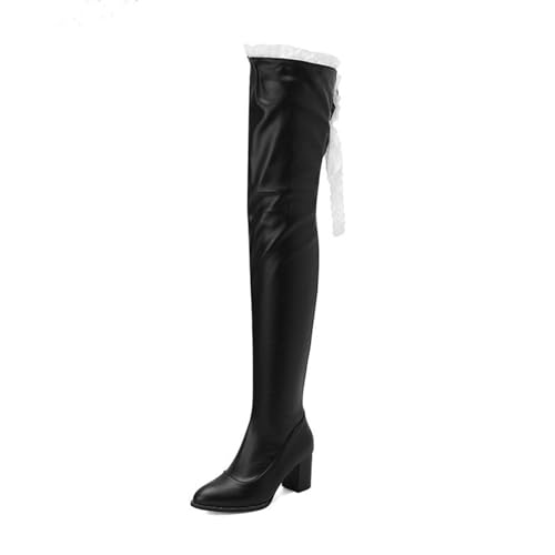 Damenmode-Stiefel 6,5 cm/2,55 Zoll Herbst- und Winterstiefel über dem Knie, Dicker Absatz, hoher Absatz, Spitze Zehen, weiche, extra Lange Oberschenkel-hohe Absatzstiefel von Generic