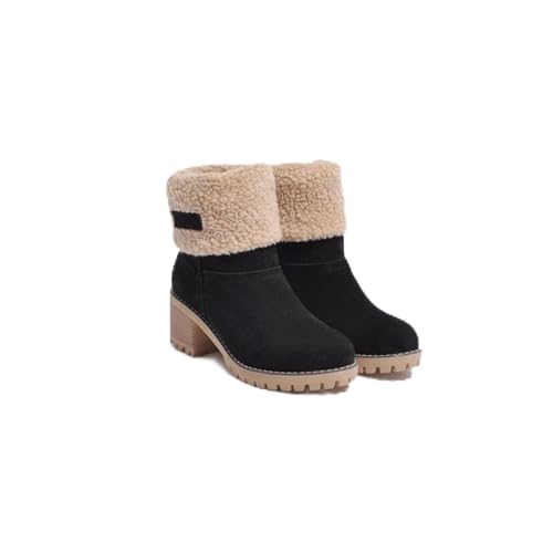 Damenschuhe Damen Winterfell Warme Schneestiefel Damen Warme Wollstiefel Stiefeletten Bequeme Schuhe Lässige Damen Mittelkalbstiefel Übergröße von Generic