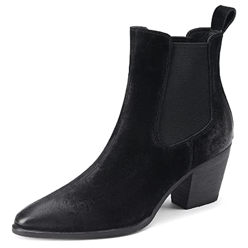 Damenschuhe Reife Frauen Stiefeletten Herbst Winter Büro Damen Kleid Spitzschuh Dicke Absätze Echtes Leder Schuhe Klassisch von Generic