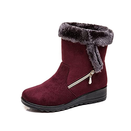 Damenstiefel, Winter-Damenstiefel, warme Plüsch-Knöchel-Schneestiefel, Damenschuhe, modischer Reißverschluss, Damen-Winterstiefel, XL-Damenstiefel von Generic