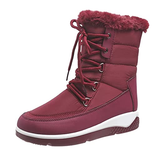 Damenstiefel Winterverdickte warme und wasserdichte Schneestiefel Damen Dicke Plateau-Lange Wollstiefeletten Damen mit Baumwolle gepolsterte Schuhe Damen. von Generic