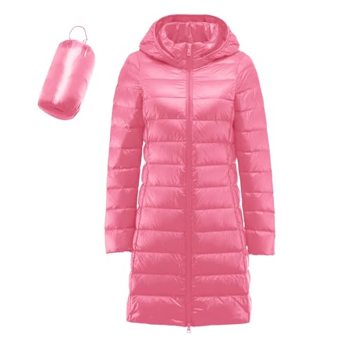 Daunenmantel Damen Mit Kapuze Winterjacke Damen Warm Gefüttert Steppjacke Damen Outdoor Wintermantel Damen Lang Daunenjacke Frauen Zipper Mantel Damen Winter Puffer Skijacke Dicke Steppmantel von Generic