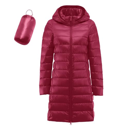 Daunenmantel Damen Mit Kapuze Winterjacke Damen Warm Gefüttert Steppjacke Damen Outdoor Wintermantel Damen Lang Daunenjacke Frauen Zipper Mantel Damen Winter Puffer Skijacke Dicke Steppmantel von Generic