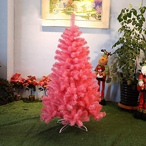 Dekoration Abnehmbarer Weihnachtsbaum, 1,5 m, Verschlüsselung, Premium-Aufhängung mit massiven Metallbeinen, Weihnachtskiefer für Büro, Party, künstlich, modisch, Pink-210 cm von Generic