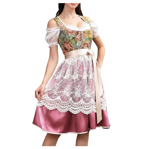 Dirndl Midi Damen Dirndlkleid Grün Trachtenkleid inkl. Trachtenrock Damen Spitze Dirndlkleider Trachtenkleider Trachtenmode Bayerisches Kleid Dirndl Dirndltasche Dirndl Rock für Oktoberfest von Generic