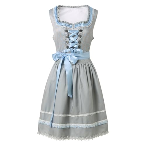 Dirndl midi Damen Kleid und Dirndl Schürze im Landhausstil, Rocklänge 70cm - Moderne bayrische Tracht, THEA Grün Kleidung Damen von Generic