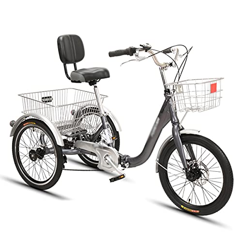 Dreirad Erwachsene 7 Gänge Outdoor Trike Fahrräder Erwachsene 3 Räder mit Korb Erwachsene Frauen Männer Senioren Pedal Radfahren Sport von Generic