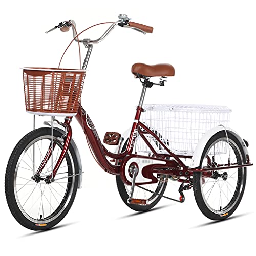 Dreirad Outdoor Fahrrad mit Einkaufskorb Dreirad Erwachsene mit verstellbarem Sitz Fahrrad Drei Räder Ältere Frauen Männer Dreiräder Dreirad Erholung Shopping Picknick von Generic