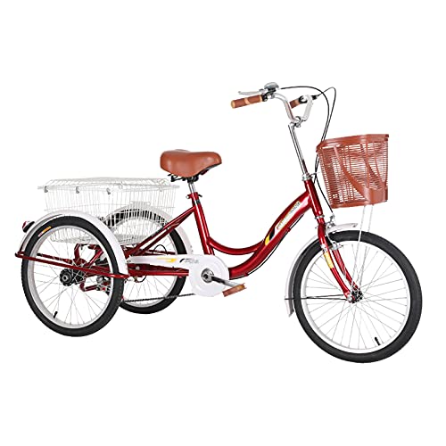 Dreirad für Erwachsene im Freien, Fahrrad mit drei Rädern, 20 Zoll (50,8 cm) mit Einkaufskorb, Dreirad für Freizeitaktivitäten, Shopping, Fahrrad für Damen und Herren, Picknick, Radfahren, Radfahren von Generic