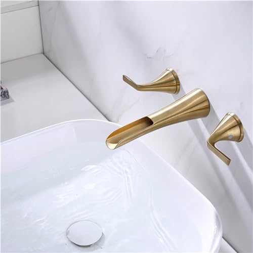 Dual Hebel -Beckenmischer taps Badewaschbecken Tap Bad Mixer Leitungswasserfall, Gold von Generic