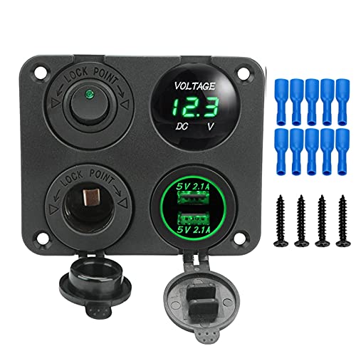 Duales USB-Ladegerät für Boot-Marine-RV-LKW-Camper-Fahrzeuge 12-V-Zigarettenanzünder 4 in 1 Autoladegerät 4.2A-Voltmeter-EIN-Aus-Schalter(2) von Generic