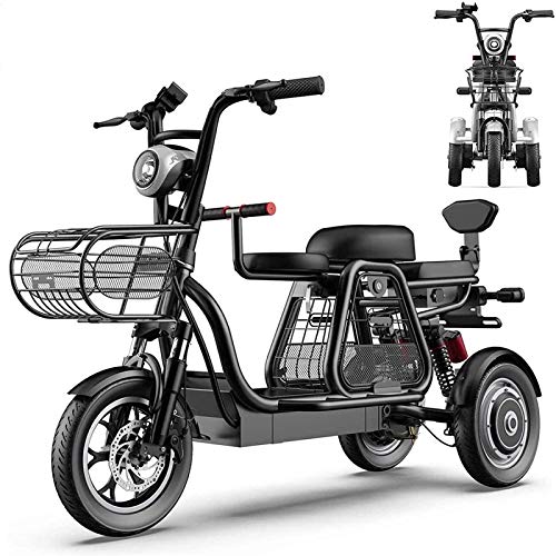 Ebikes, 3-Rad-Elektrofahrräder für Erwachsene mit 500 W 48 V 8 A 12-Zoll-Mountain-Elektroroller mit Elektroschloss Schnellladegerät mit Eltern-Kind-Dreisitzer-Elektrofahrrad für den Einkauf von Generic
