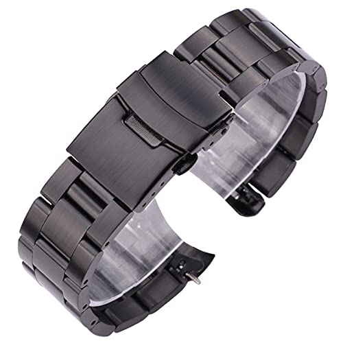 Edelstahl Armband Armband 20mm 22mm männer Metall gebürstet Gebogene Ende Uhr Band Strap Uhren zubehör Armband von Generic