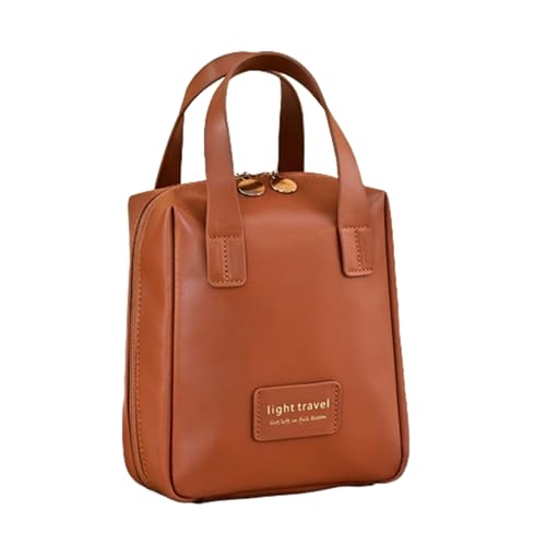 Eretinputc Make-up-Tasche, 2024 Neue Premium-Make-up-Tasche mit Reißverschluss, Reise-Premium-Make-up-Tasche für Frauen, Kosmetiktasche Große Make-up-Tasche mit Fächern (Brown) von Generic