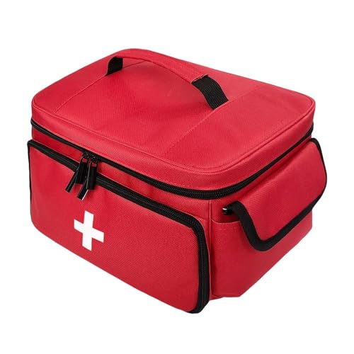 Erste-Hilfe-Tasche, Reise-Erste-Hilfe-Sets, Tasche, Aufbewahrungstasche, Pillenflaschen-Organizer für Camping, Rot von Generic