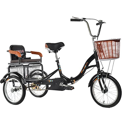 Erwachsenes Outdoor-Radsport-Dreirad mit Einkaufskorb und Rücksitz, 3-Rad-Fahrrad-Single-Speed-Dreirad für ältere Menschen, Kreuzfahrt-Dreirad von Generic