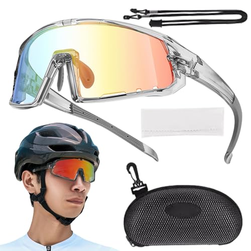 Fahrradbrillen für Herren,Fahrradbrillen - Reitsonnenbrillen für Herren,Sport-Sonnenbrille, Fahrrad-Sonnenbrille für Männer und Frauen, farbwechselnde Gläser zum Laufen, Radfahren von Generic