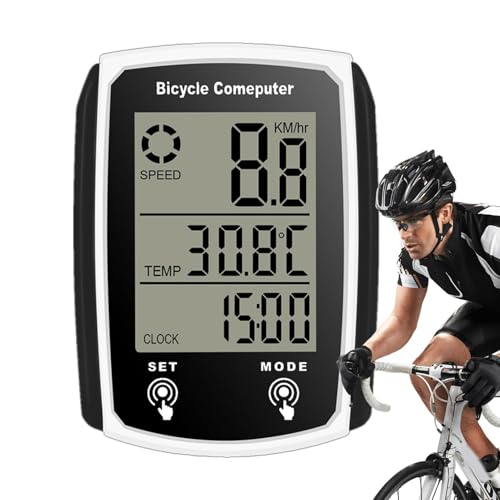 Fahrradcomputer, Fahrradtachometer - Wasserdichter Fahrrad-Kilometerzähler und Tachometer mit Kabel | Auto Wake-Up Outdoor-Fahrrad-Kilometerzähler, Fahrradzubehör von Generic