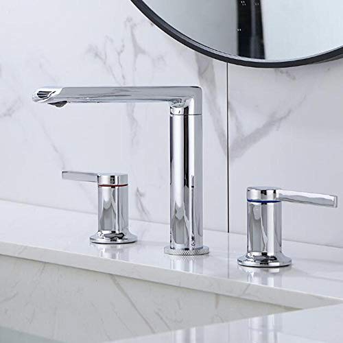 Faucet 3-Loch-Waschtischarmatur, heißes und kaltes Messing, drehbarer Doppelgriff, unabhängiger Schalter, Badezimmer-Waschtischarmatur, Schwarz (Nero) Faucet von Generic