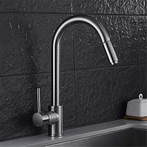 Faucet Einhand-Küchenarmatur aus gebürstetem Nickel, herausziehbare Brause, 360 drehbare Einloch-Spültischarmatur mit Luftsprudler, Deckmontage Water-tap von Generic