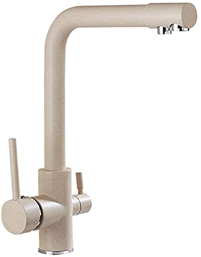 Faucet Küchenarmaturen für Spülbecken, Einzelgriff, 360 Grad drehbar, kompatibel, DREI-in-Eins-Wasserauslassmodus, Messing-Spültischarmatur, Waschtischmischer, Warm- und Kaltwasserhähne, gebürstetes von Generic