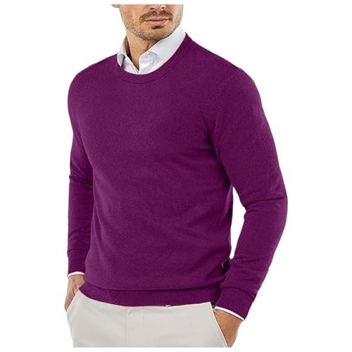 Feinstrickpullover Herren Rundhals, Strickpullover Herren Winter,Pullover Strick Lange Ärmel Slim fit Sweater Mode Atmungsaktiv Strickpulli Freizeit Stricken Langarmshirt Einfarbig Stricktop von Generic