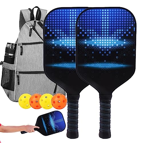 Fiberglas Pickleball-Schläger - Fiberglas Schläger Set für Anfänger | Leichte tragbare Fiberglas Pickleball-Schläger und Kugeln Set für Erwachsene, ältere Menschen, Anfänger, drinnen, Outdoor von Generic