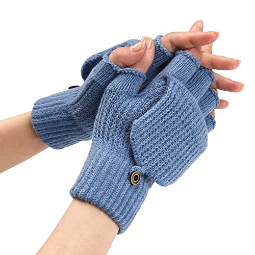 Fingerlose Handschuhe Damen Winter Warme Thermo Fahrradhandschuhe Touchscreen Winterhandschuhe Gefüttert Gloves Fahrradhandschuhe Skihandschuhe Thermohandschuhe (Light Blue, One Size) von Generic