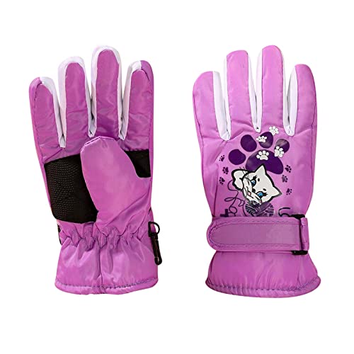 Fingerlose Handschuhe Kinder Winterhandschuhe Schnee Ski wasserdichte wärmeisolierte Handschuhe für Mädchen Kinder Jugend für kaltes Wetter 更多 Schwarze Lange Handschuhe Karneval (Purple, One Size) von Generic