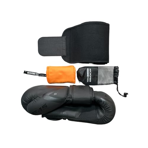 Fitness Gym Bagwork Unisex Set für Sportler (3 Stück), Kampfsportler, Übergewichtige Personen, inklusive RDX F15 Boxhandschuhen, Mikrofaser-Handtuch und Taillentrainer-Gürtel (Orange, M) von Generic