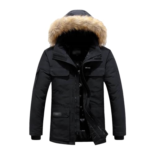 Fleece Winter Pelz Kapuze Parkas Männer Ente Unten Schnee Jacke Winddicht Mäntel Verdickt -30 Grad Warm Halten Oberbekleidung von Generic