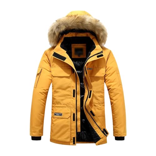 Fleece Winter Pelz Kapuze Parkas Männer Ente Unten Schnee Jacke Winddicht Mäntel Verdickt -30 Grad Warm Halten Oberbekleidung von Generic