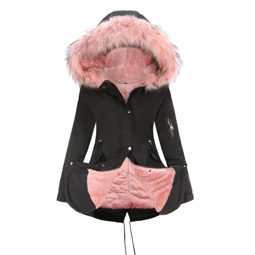 Frauen Winter Jacke Frauen Hoodie Mantel Winter Warm Thicken Lange Outwear Taschen Mantel Parka Jacke,Black 2,M von Generic