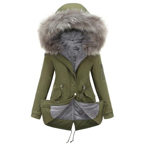 Frauen Winter Jacke Frauen Hoodie Mantel Winter Warm Thicken Lange Outwear Taschen Mantel Parka Jacke,Grün,4XL von Generic