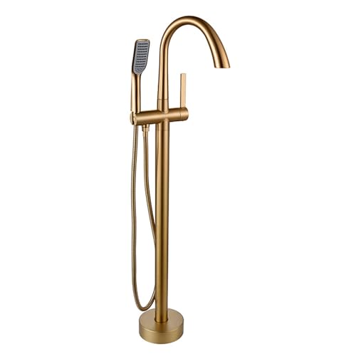 Free Standing Bath Taps with Shower Attachment Swivel Bath Shower Mixer Tap Single Handle Brass, Gold von Generic