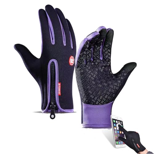 Frostfit - Thermo Handschuhe,Thermo Handschuhe Herren Frostfit,Winterhandschuhe Mit Wasserabweisender Beschichtung Und Touchscreen-Funktion,Für Schnee Skifahren Laufen Radfahren (lila,L) von Generic