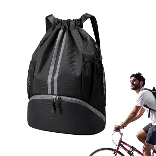 Fußball-Rucksack für, Basketball-Rucksack für - Basketball-Rucksack mit Kordelzug - Nass- und Trockentrenn-Basketballtasche mit Schuhfach, Turnbeutel für Männer und Frauen von Generic