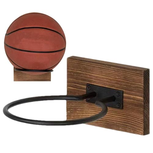 Fußball-Wandhalterung, Fußballhalter - Fußball-Wandregal, Ball-Wandhalter,Holz-Metall-Basketballhalter, Ball-Organizer, Aufbewahrungsregal, Sportballhalter, Fußball-Wandhalterung von Generic