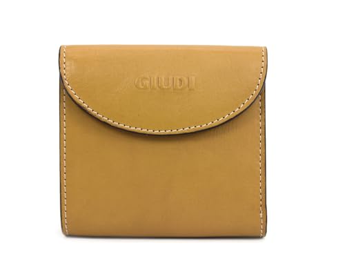 GIUDI ® Geldbörse für Damen aus echtem Leder, Klein, Minibörse, Münzfach, Kartenfächer (Gelb) von Generic