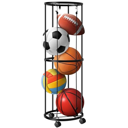 Garagen-Basketballständer, Garagenball-Aufbewahrungsständer, Sportballhalter, platzsparender Ballregal-Organizer, Ball-Aufbewahrungskäfig, rollender Basketball-Aufbewahrungs-Sportball-Halter für die G von Generic