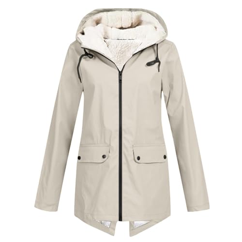 Gefütterte Regenjacke Damen Wasserdicht - Regenmantel Damen Gefüttert Warm Winterjacke mit Teddyfell Kapuze Outdoor Jacke Mantel Dicke Plüsch Wintermantel Wanderjacke Softshelljacke Regenmantel Gefütterte Regenjacke Damen Wasserdicht - Regenmantel Damen Gefüttert Warm Winterjacke mit Teddyfell Kapuze Outdoor Jacke Mantel Dicke Plüsch Wintermantel Wanderjacke Softshelljacke Regenmantel von Generic