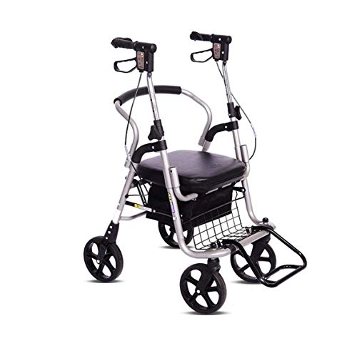 Gehhilfe, Rollator, Gehhilfen für Senioren, Gehhilfe mit Sitz, Gehhilfe mit Sitz, Gehhilfe mit Sitz und faltbarem Rollator aus Aluminiumlegierung von Generic