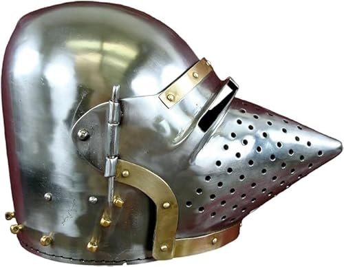 Generic Mittelalterlicher Schweinegesichtshelm, Hounskull Italienischer Bascinet Helm Ritter LARP Kriegerhelm Kreuzritter Schwein Helm Rollenspiel Kostüm, Medium, klar von Generic