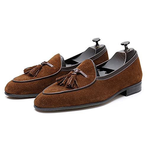 Generic Tassel Slip-on Loafer Oxford Herren Slipper Herrenschuhe Ohne Schnürsenkel Freizeitschuhe Businessschuhe Anzugschuhe Hochzeit Party Schuhe,Brown,9US/43EU von Generic