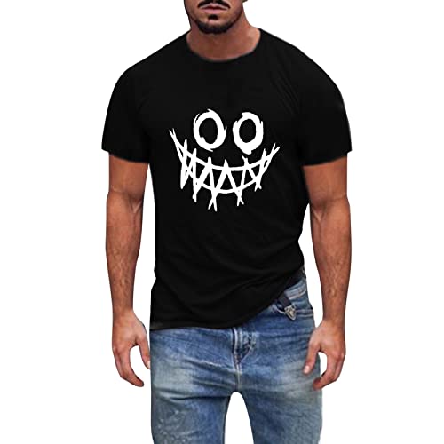 Generic Tops Basic Männer T-Shirt Herren Casual Shirts Herren Fitness Tops Smile Printed Kurzarm Slim T-Shirt Sommer Casual Bluse von Generic