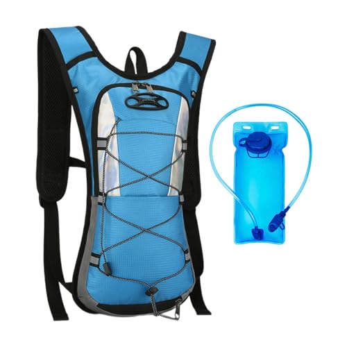 Generic Trinkrucksack mit 2L Trinkblase Wasserrucksack Rucksack für Männer Frauen Wassertagesrucksack für Camping, Radfahren , Blau von Generic