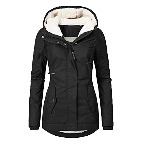 Winterjacke Damen Wintermantel Dicke Parka Steppmantel mit Kapuze Plus Samt Mantel Oversized Winterjacke Daunenjacke Lange Jacke Slim Trenchcoats Winter Dicke Coat von Generic